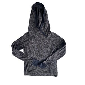 Womens Fleece‎ Hoodie Pullover Medium Gray Marled Cozy Athleisure Loungewear
